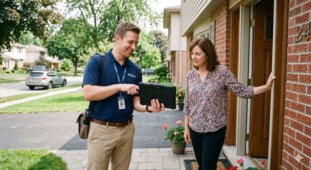WaveSpark rep at a customer's front door